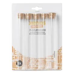 Flesjes met kurk - set van 5 - 15 cm