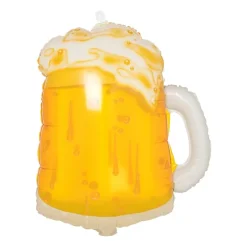Folieballon bierpul - goud/wit - 60 cm