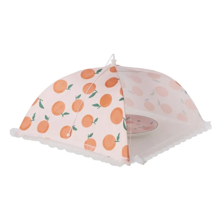 Foodcover sinaasappel - oranje/wit - 45x45 cm