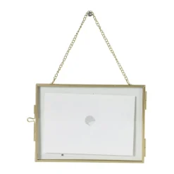 Fotokader aan ketting liggend - goudkleurig - 15x10 cm