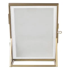 Fotokader geribbeld glas - 18x13x6 cm - goudkleurig