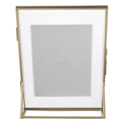 Fotokader geribbeld glas - 25x18x7 cm - goudkleurig
