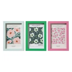 Fotolijsten set van 3 - groen/roze/blauw - 10x15 cm