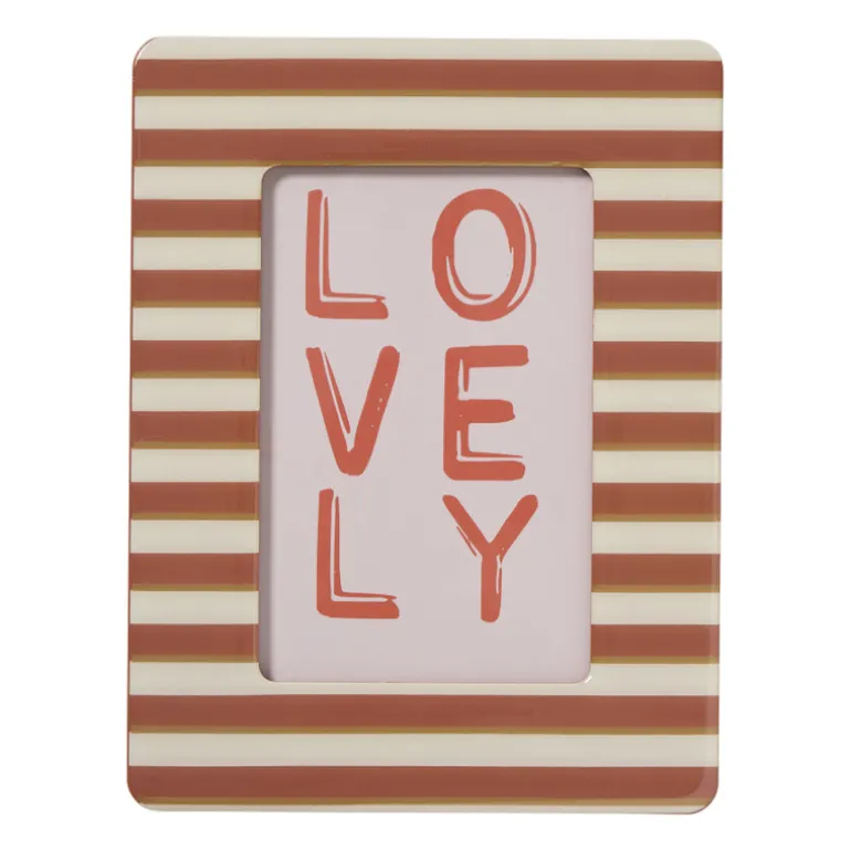 Fotolijstje streep lovely - bruin/rood - 10x15 cm