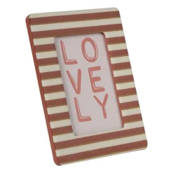 Fotolijstje streep lovely - bruin/rood - 10x15 cm