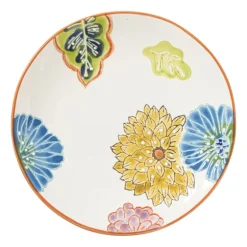 Gebaksbordje bloemen - oranje - ø15x1.5 cm