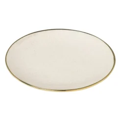 Gebaksbordje met gouden rand - beige - ø15 cm