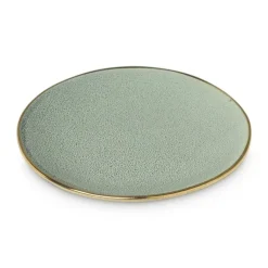 Gebaksbordje met gouden rand - groen - ø15 cm