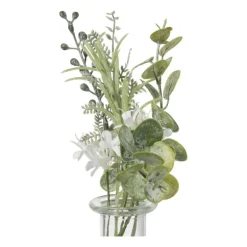 Glazen vaasje met eucalyptus - groen - 28x24x12 cm