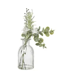 Glazen vaasje met eucalyptus - groen - 28x24x12 cm