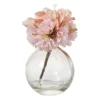 Glazen vaasje met hortensia - roze - ø10x13.5cm