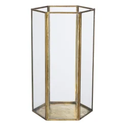 Glazen waxinelichthouder - goudkleurig - 26 cm