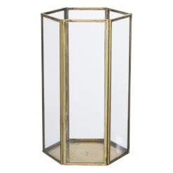 Glazen waxinelichthouder - goudkleurig - 20 cm