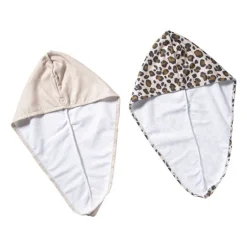 Handdoek tulband - panter - set van 2