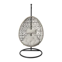 Hangstoel Hawaii met grjize kussens - bruin - 196 cm