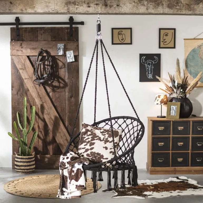 Hangstoel knoet - zwart - ⌀80x100 cm
