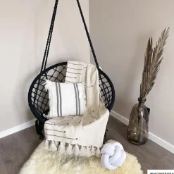 Hangstoel knoet - zwart - ⌀80x100 cm