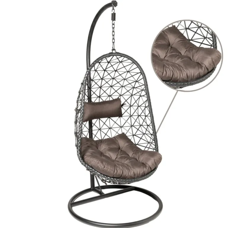 Hangstoel Mallorca met standaard - zwart - 125x83x67 cm