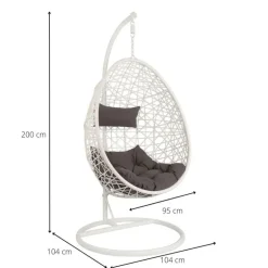 Hangstoel swing - wit - 95x95x200 cm