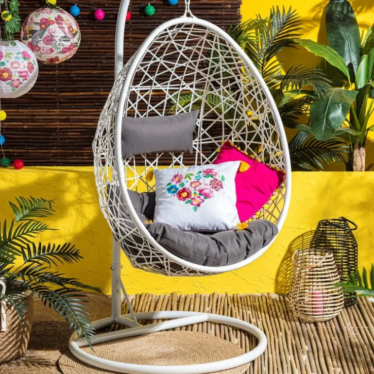 Hangstoel swing - wit - 95x95x200 cm