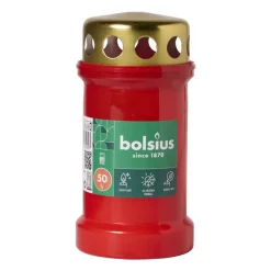 Herdenkingslicht met deksel - rood - 50 branduren