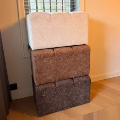 Hocker chenille - beige - 38x66x38 cm