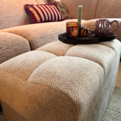 Hocker chenille - beige - 38x66x38 cm