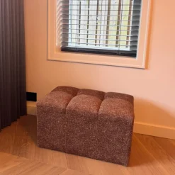 Hocker chenille - bruin - 38x66x38 cm
