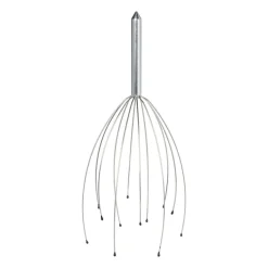 Hoofd massage borstel - zilverkleurig - 6x6x25 cm