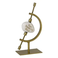 Houder met steen - goud - 14x8x5 cm - Happy at Home by Sanny