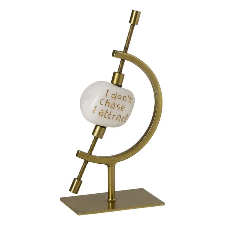 Houder met steen - goud - 14x8x5 cm - Happy at Home by Sanny