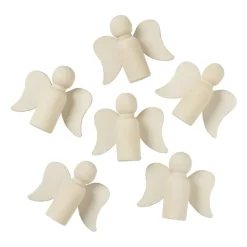 Houten engeltjes - set van 6 - naturel