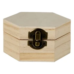 Houten kistje zeshoek - 5x5x7 cm