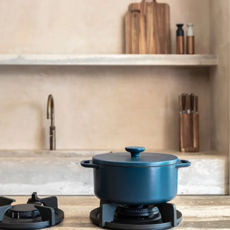 Hugo Kennis braadpan met deksel - gietijzer - blauw/zwart - ø24 cm