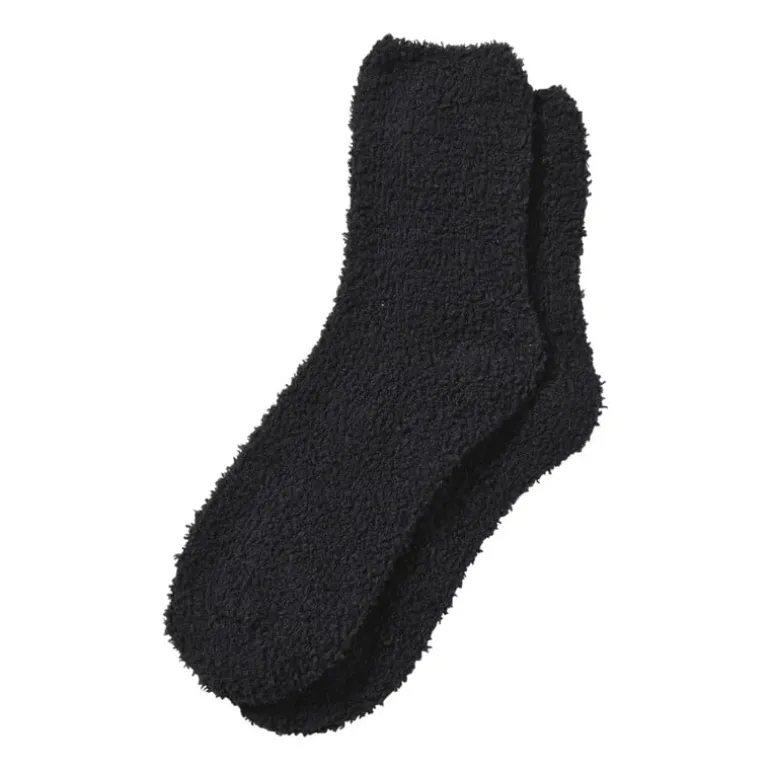 Huissok fluffy - zwart - one size