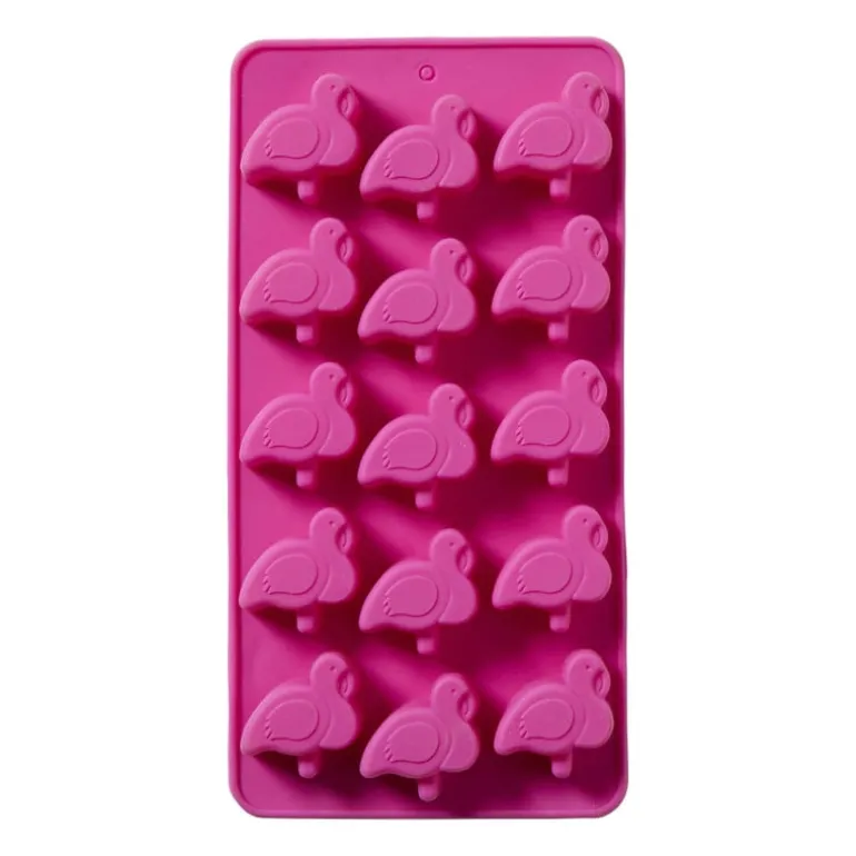 Ijsblokjesvorm flamingo - roze - 10 ijsblokjes