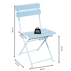 Inklapbare bistrostoel Kos - blauw - 84x48x42 cm