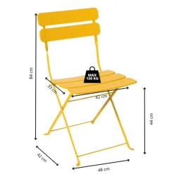 Inklapbare bistrostoel Kos - geel - 84x48x42 cm