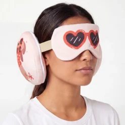 2-in-1 reiskussen teckel met oogmasker - beige
