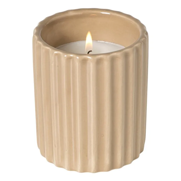 Kaars in potje - beige - ø7.8x9 cm