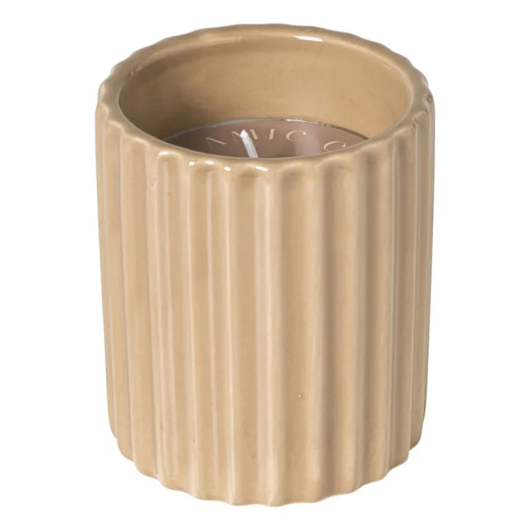 Kaars in potje - beige - ø7.8x9 cm