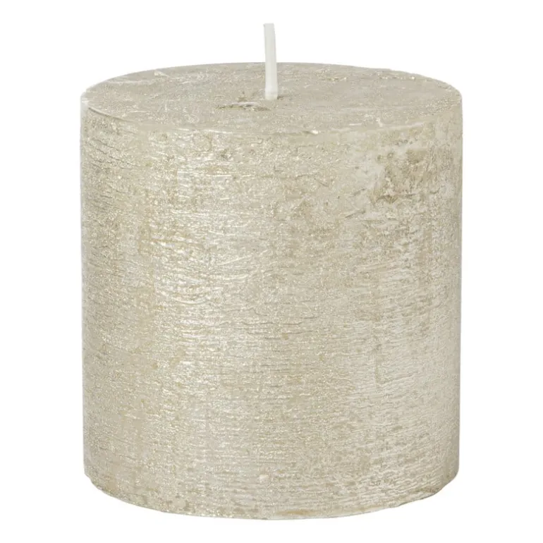 Kaars rustiek - champagne - 10x10 cm
