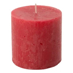 Kaars rustiek - rood - 7x7 cm