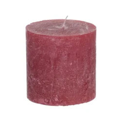 Kaars rustiek - rood - 7x7 cm