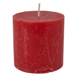 Kaars rustiek - rood - 7x7 cm