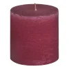Kaars rustiek - rood - 10x10 cm