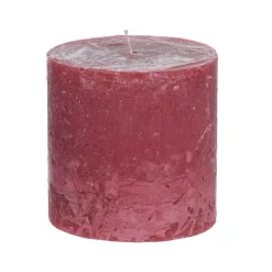 Kaars rustiek - rood - 10x10 cm