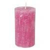 Kaars rustiek - roze - ø7x12 cm