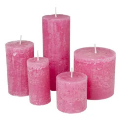Kaars rustiek - roze - ø7x12 cm