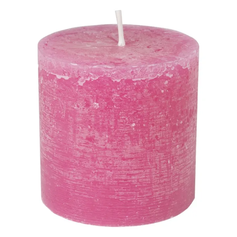 Kaars rustiek - roze - ø10x10 cm